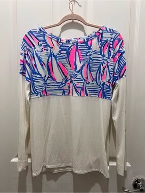 Lilly Pulitzer White Long-Sleeve Finn tee with Sailboat print
